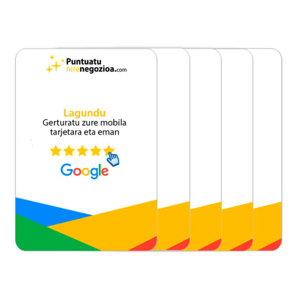 Hasiera 6 Google Reviews-erako NFC txartelen 5 sorta
