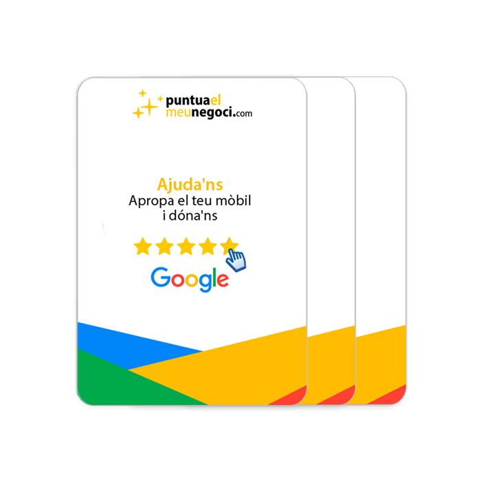 Paquet de 3 targetes NFC per a Google Reviews 1 Paquet de 3 targetes NFC per a Google Reviews