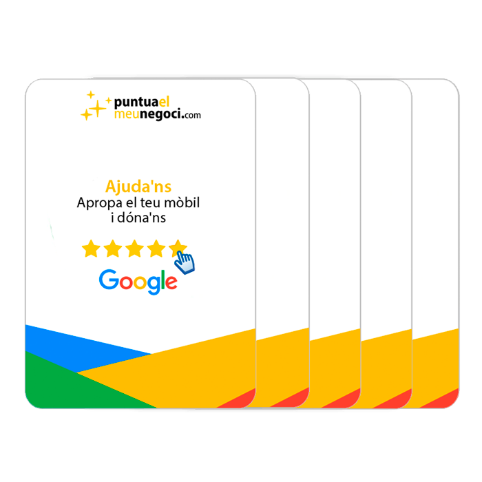Paquet de 5 targetes NFC per a Google Reviews 1 Paquet de 5 targetes NFC per a Google Reviews